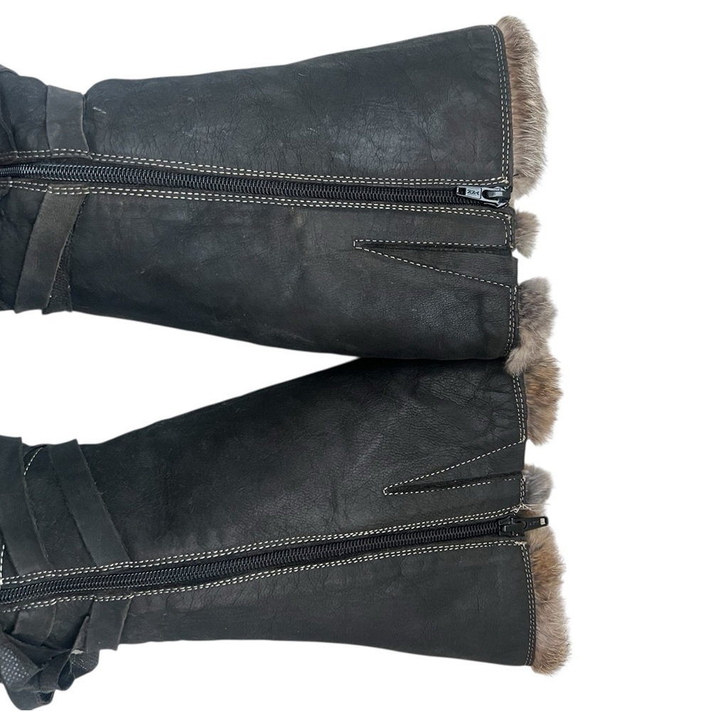 Knee high leather fur boots - Picture 8 of 8